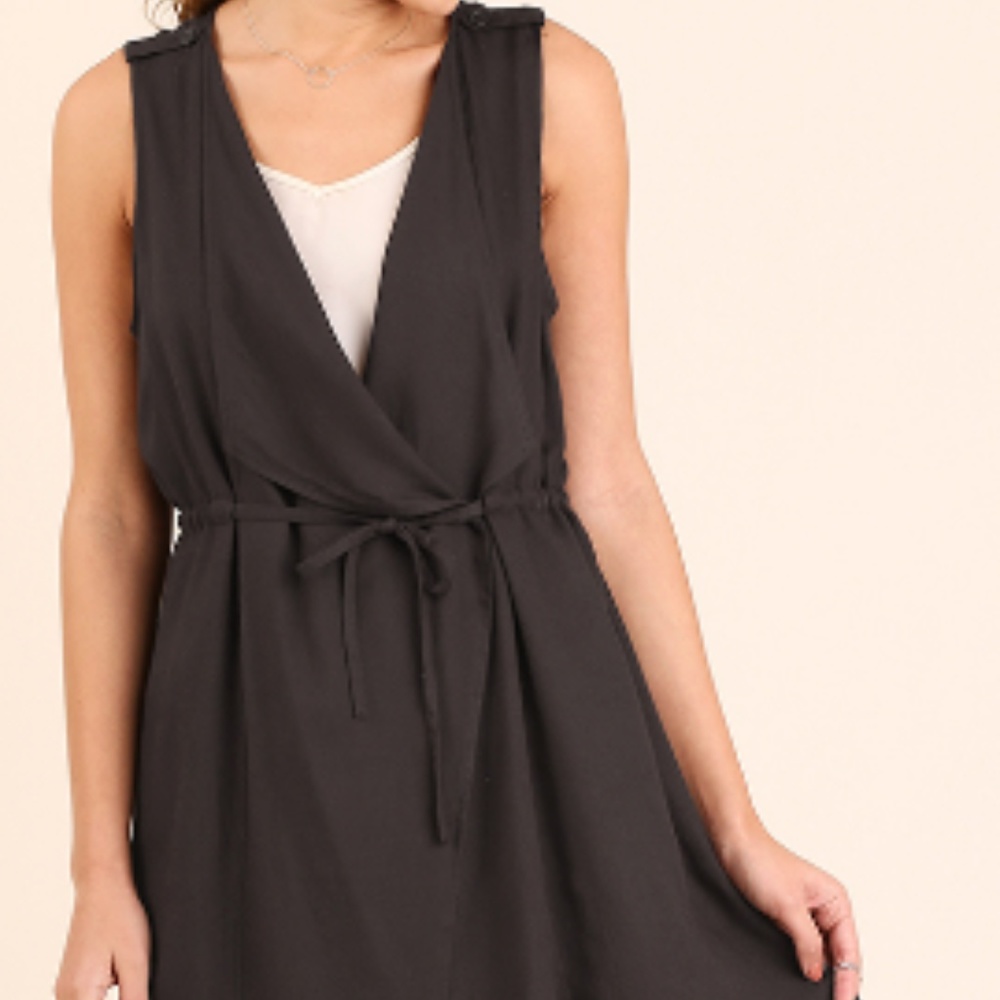 Umgee Sleeveless Open Front Vest with Drawstring